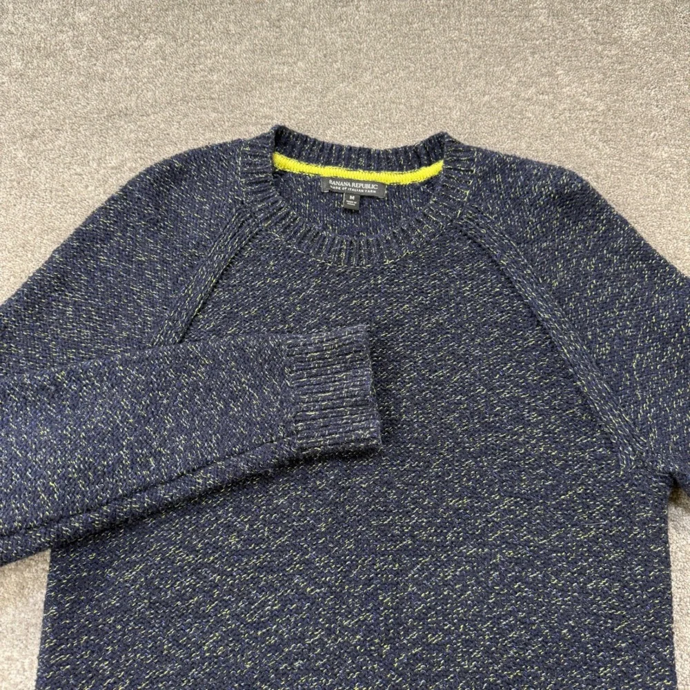 Banana Republic Reverse‎ Jersey Sweater Mens M Navy Blue Italian Yarn 888126 00